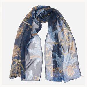 Elizabetta Alessandra Long Silk Scarf Navy